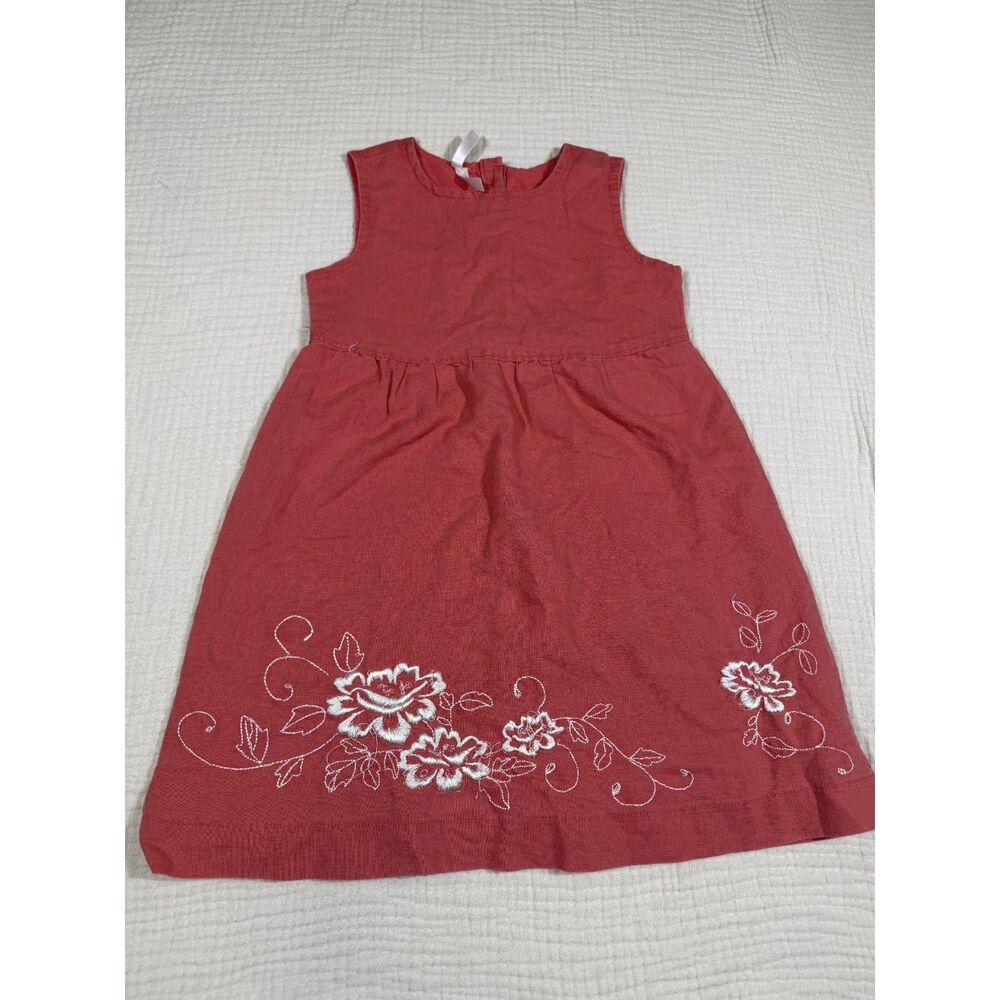 Vintage 2007 Old Navy Coral Pink Floral Embroidered Dress 4T